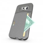 Wholesale Samsung Galaxy S6 Credit Card Fiber Hybrid Case (Gray)